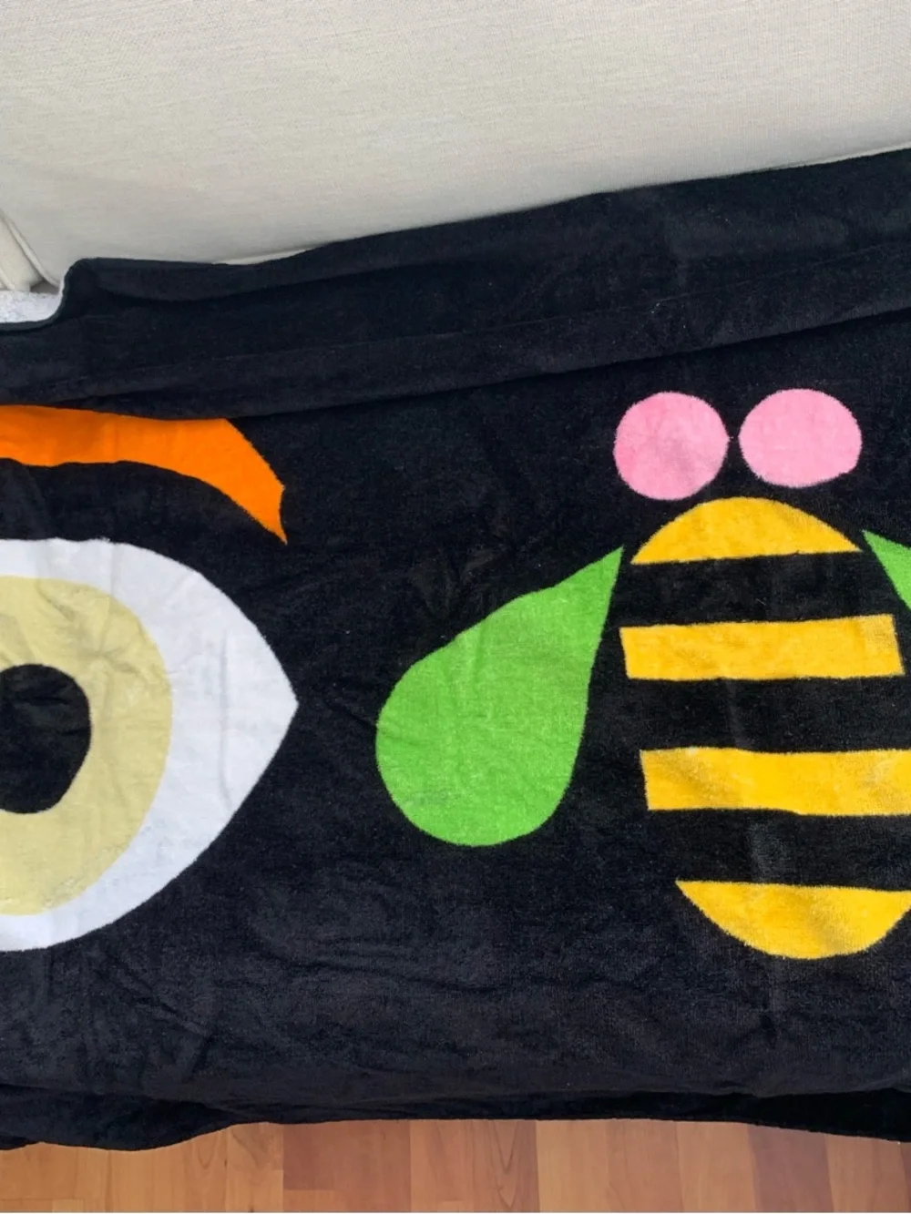 100% Cotton Beach Towel with Colorful Bee Graphic